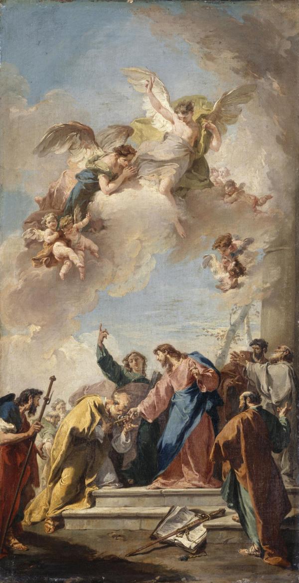 Religion & Mythologie | Jésus-Christ donnant les clefs du paradis à Saint Pierre - XVIIIe
